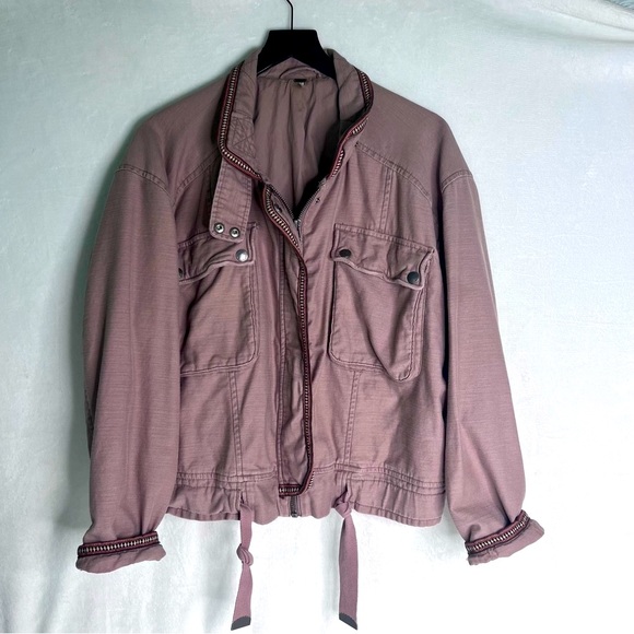 FREE PEOPLE OVERSIZE MILITARY UTILITY JACKET IN MAUVE SIZE SMALL - Picture 2 of 15